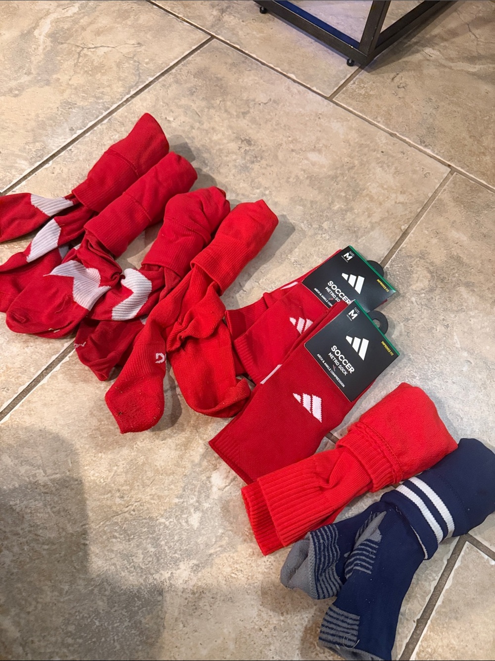 adidas Kids #8 Red Soccer Socks Pack with #1 Navy Pair. Used but still life ⚽️